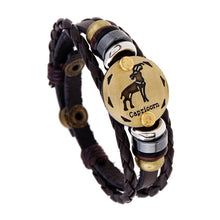 Load image into Gallery viewer, Ornament Beaded 12 Constellation Cattle Leather Bracelet Personalized Birthday Gifts Woven Adjustable Trendy Leather Bracelet

