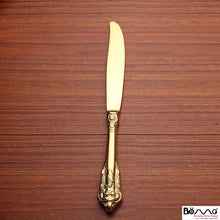 Load image into Gallery viewer, Western Tableware 304 Stainless Steel Knife and Forks Set Golden Relief Steak Knife and Fork
