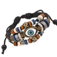 Load image into Gallery viewer, Popular Ornament New Beaded Eyes Cattle Leather Bracelet Pull-out Adjustable Couple Leather Bracelet
