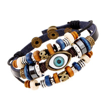 Load image into Gallery viewer, Popular Ornament New Beaded Eyes Cattle Leather Bracelet Pull-out Adjustable Couple Leather Bracelet
