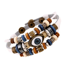Load image into Gallery viewer, Popular Ornament New Beaded Eyes Cattle Leather Bracelet Pull-out Adjustable Couple Leather Bracelet
