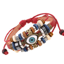 Load image into Gallery viewer, Popular Ornament New Beaded Eyes Cattle Leather Bracelet Pull-out Adjustable Couple Leather Bracelet
