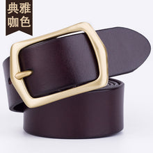 Load image into Gallery viewer, Youth Pin Buckle Casual Pure Copper First Layer Pants Belt Men's Leather Belt

