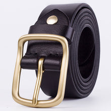 Load image into Gallery viewer, Youth Pin Buckle Casual Pure Copper First Layer Pants Belt Men's Leather Belt
