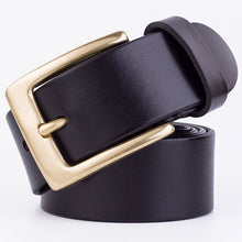 Load image into Gallery viewer, Youth Pin Buckle Casual Pure Copper First Layer Pants Belt Men's Leather Belt
