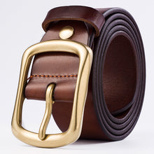 Load image into Gallery viewer, Youth Pin Buckle Casual Pure Copper First Layer Pants Belt Men's Leather Belt
