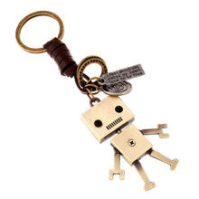 Load image into Gallery viewer, Simple Cartoon Cute Robot Cattle-Leather Key Ring Personality Vintage Weave Key Pendants Creative Bag Pendant
