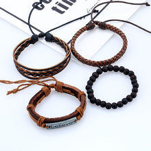 Load image into Gallery viewer, Men's Cattle Leather Bracelet European and American Vintage Weave DIY Leather Bracelet
