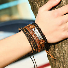 Load image into Gallery viewer, Men's Cattle Leather Bracelet European and American Vintage Weave DIY Leather Bracelet
