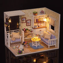 Load image into Gallery viewer, Wooden Dollhouse Miniature DIY House Kit with Lid and LED Lamp Cat Diary
