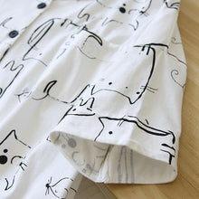 Load image into Gallery viewer, Pencil Cat! Summer New Ladies Pajamas Two-piece Large Size Short-sleeved Shorts Thin 100%Cotton Comic Cartoon Loose Home Service
