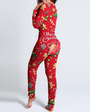 Load image into Gallery viewer, Sexy Pajama for Women Christmas Pajamas New Year Jumpsuit Sleepwear Button-down Front Back Butt Bum Open Ass Flap Jumpsuit Xmas Print Loungewear
