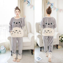 Load image into Gallery viewer, New 2021 Autumn Winter Warm Flannel Women Pijama Sets Thick Coral Velvet Long Sleeve Cute Sleepwear Set Thin Flannel Pajamas Set
