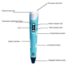 Load image into Gallery viewer, 3D Pen DIY 3D Printer Pen Drawing Pens 3d Printing Best for Kids With ABS Filament 1.75mm Christmas Birthday Gift Kids Toy
