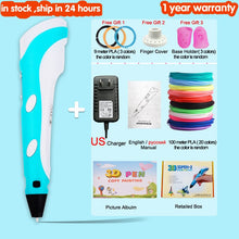 Load image into Gallery viewer, 3D Pen for Children 3D Drawing Printing Pen with LCD Screen Compatible PLA Filament Toys for Kids Christmas Birthday Gift
