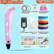 Load image into Gallery viewer, 3D Pen for Children 3D Drawing Printing Pen with LCD Screen Compatible PLA Filament Toys for Kids Christmas Birthday Gift
