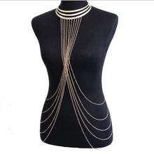 Load image into Gallery viewer, European and American Metal Large Collar Necklace Exaggerated Personality Tassel Body Chain
