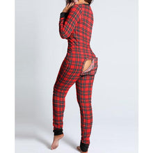 Load image into Gallery viewer, Women Fashion Printed Functional Open Butt Buttoned Romper Casual Long Sleeve Pajamas Jumpsuit Plus Size
