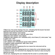 Load image into Gallery viewer, 3in1 Electric Field Magnetic Field RF Radiation Detector Electromagnetic Radiation Tester EMF Meter Radio Frequency Detect Meter
