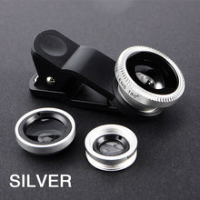 Load image into Gallery viewer, 3in1 Fish Eye Lens 0.67X Wide Angle Zoom Fisheye Macro Lenses Camera Kits With Clip Universally Lens For iPhone 13 Xiaomi Huawei
