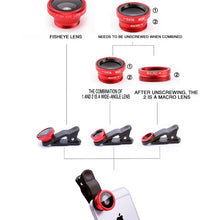 Load image into Gallery viewer, 3in1 Fish Eye Lens 0.67X Wide Angle Zoom Fisheye Macro Lenses Camera Kits With Clip Universally Lens For iPhone 13 Xiaomi Huawei
