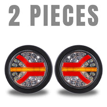 Load image into Gallery viewer, 4 inch 12V 24V Round LED Taillights Truck Rear Lights For Trailers 4x4 Van Pickup Tail Lamp Dynamic Turn Signal Stop Light
