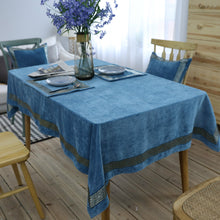 Load image into Gallery viewer, Embroidered Tablecloth Blue Double-Sided Velvet Lace Rectangular Tablecloth
