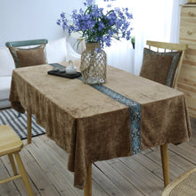 Load image into Gallery viewer, Embroidered Tablecloth Blue Double-Sided Velvet Lace Rectangular Tablecloth
