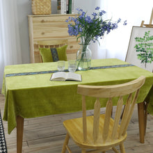 Load image into Gallery viewer, Embroidered Tablecloth Blue Double-Sided Velvet Lace Rectangular Tablecloth
