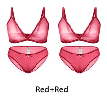 Load image into Gallery viewer, Varsbaby Sexy Ladies See-through Plus Size Bra Low Waist Panties 2Pcs
