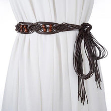 Load image into Gallery viewer, Fashion All-match Ladies Belt Retro Hand-woven Wide Waist Chain Knotted Beaded Belt
