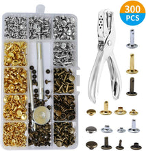 Load image into Gallery viewer, 480 Pcs Metal Double Cap Rivets Studs Round Rivet for DIY Leather Craft Bag Belt Clothing Garment Shoes Pet Collar Fixing Tools
