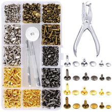 Load image into Gallery viewer, 480 Pcs Metal Double Cap Rivets Studs Round Rivet for DIY Leather Craft Bag Belt Clothing Garment Shoes Pet Collar Fixing Tools
