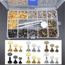 Load image into Gallery viewer, 480 Pcs Metal Double Cap Rivets Studs Round Rivet for DIY Leather Craft Bag Belt Clothing Garment Shoes Pet Collar Fixing Tools
