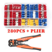 Load image into Gallery viewer, 480pcs Assorted Spade Terminals Insulated Cable Connector Electrical Wire Crimp Butt Ring Fork Set Ring Lugs Rolled Kit+Plier
