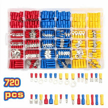 Load image into Gallery viewer, 480pcs Assorted Spade Terminals Insulated Cable Connector Electrical Wire Crimp Butt Ring Fork Set Ring Lugs Rolled Kit+Plier
