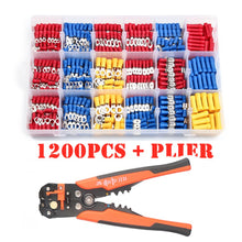 Load image into Gallery viewer, 480pcs Assorted Spade Terminals Insulated Cable Connector Electrical Wire Crimp Butt Ring Fork Set Ring Lugs Rolled Kit+Plier

