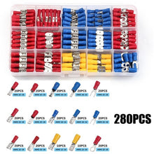 Load image into Gallery viewer, 480pcs Assorted Spade Terminals Insulated Cable Connector Electrical Wire Crimp Butt Ring Fork Set Ring Lugs Rolled Kit+Plier
