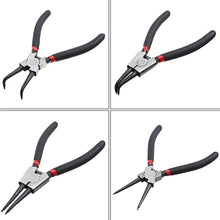 Load image into Gallery viewer, 4Pcs Circlip Plier Set 7'' Long Nose Plier Staight Bent Plier Inner Outer   Staight Bent Plier Retaining Snap Ring Remover Tool
