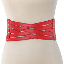 Load image into Gallery viewer, Elastic Wide Girdle Elastic Decoration Double Buckle Belt Down Jacket Dress Belt
