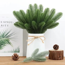 Load image into Gallery viewer, 5/10PCS Artificial Pine Branches Christmas Tree Ornament Desktop Living Room Home DIY Wreath Gift Box Decorations New Year Gifts
