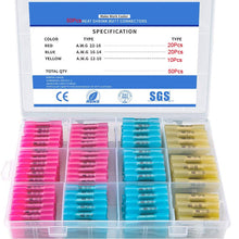 Load image into Gallery viewer, 50/100/200Pcs Waterproof Heat Shrink Butt Connectors Box Electrical Wire Splice Cable Crimp Terminals Connectors Ternimals Kit

