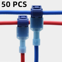 Load image into Gallery viewer, 50 PCS,T-Shaped Crimp Terminal Blocks,Electrical Connector Connection Clamps,Quick-Free Stripping Plugs,Cable Connector Plug
