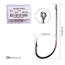 Load image into Gallery viewer, Fishhook 50pcs/ Box Long Shank Fishing Hook 1#-10# Fish Hooks High Carbon Steel Sharp Barbed Offset Narrow Bait Hook Fishhook
