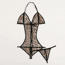 Load image into Gallery viewer, TAM Satin Silk Pajamas Leopard Print Pajamas Lingerie  Underwear Sleepwear Satin
