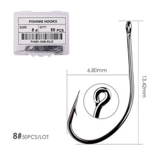 Load image into Gallery viewer, Fishhook 50pcs 10pcs Coating High Carbon Stainless Steel Barbed Carp Fishing Hooks Pack with Retail Original Box Fishing Hook Tackle
