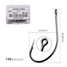 Load image into Gallery viewer, Fishhook 50pcs 10pcs Coating High Carbon Stainless Steel Barbed Carp Fishing Hooks Pack with Retail Original Box Fishing Hook Tackle

