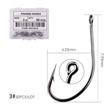 Load image into Gallery viewer, Fishhook 50pcs 10pcs Coating High Carbon Stainless Steel Barbed Carp Fishing Hooks Pack with Retail Original Box Fishing Hook Tackle
