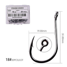 Load image into Gallery viewer, Fishhook 50pcs / 20pcs / Box Circle Carp Eyed Fishing Hook Size 2-22# Ring eye Japan Fishhooks Fishing Hooks Single Jig Fish Hook Tackle
