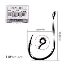 Load image into Gallery viewer, Fishhook 50pcs / 20pcs / Box Circle Carp Eyed Fishing Hook Size 2-22# Ring eye Japan Fishhooks Fishing Hooks Single Jig Fish Hook Tackle

